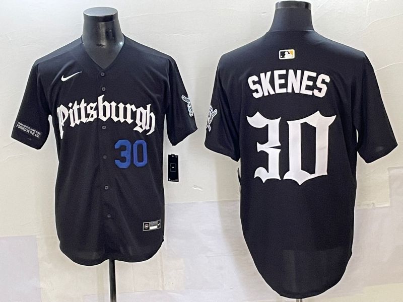 Men 2025 Pittsburgh Pirates #30 Skenes Black Five generations Joint Name Nike MLB Jersey style 7